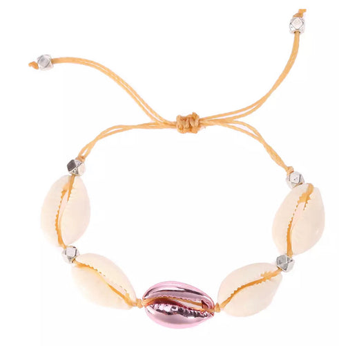 Cowrie Shell Bracelet - Pink