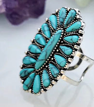 Load image into Gallery viewer, Turquoise/Silver Howlite Ring