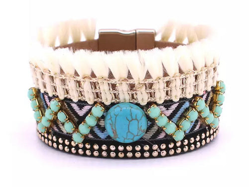 Boho Bracelet - Turquoise/Cream